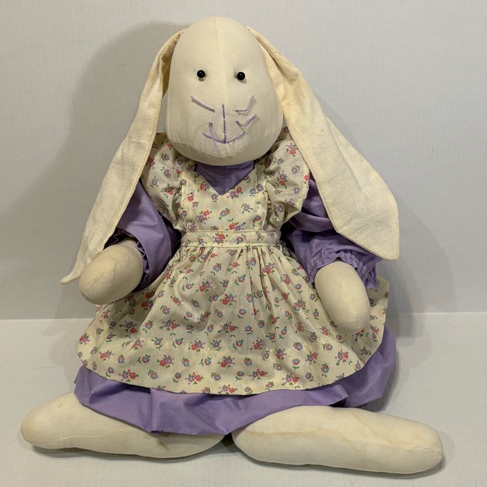 VTG Hand Made Floppy Ears Stuffed Easter Bunny Rabbit 19" Cottagecore Decor